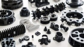 半導体製造装置内部に使用される、PEEK材から精密切削加工された耐薬品樹脂パーツ